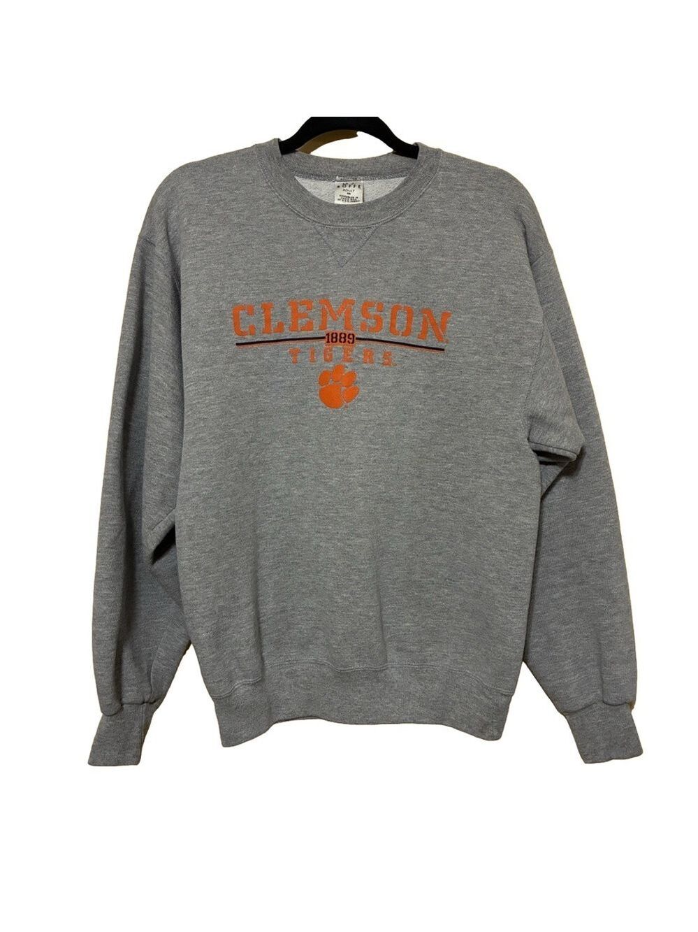 Vintage Clemson Tigers Sweater Adult M M.J. Soffe Gray Crew Neck NCAA Pullover